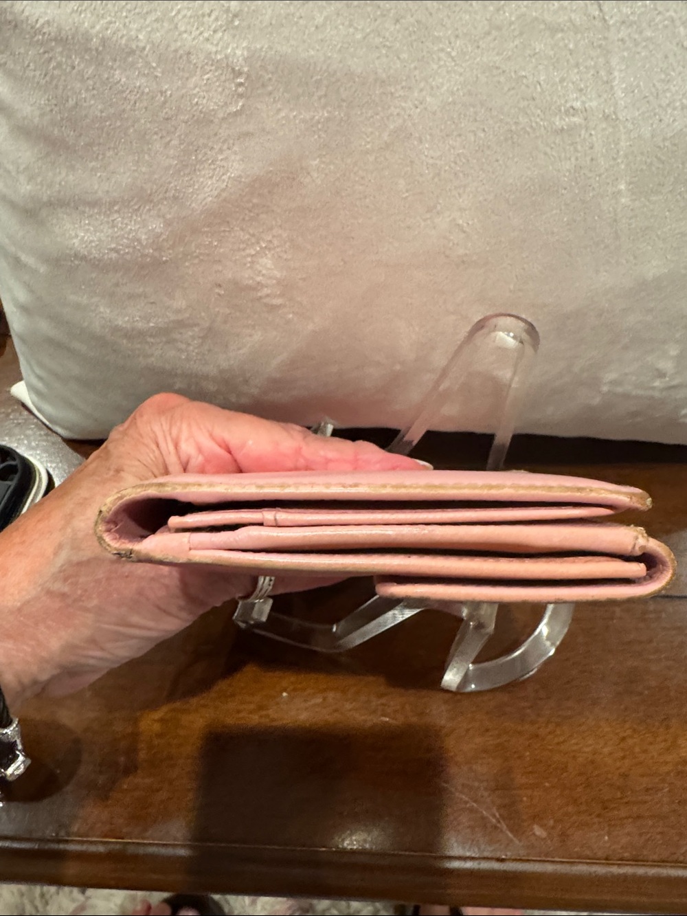 CHANEL Pink Leather Snap Wallet with Gold-Tone CC Accent - Picture 10 of 10